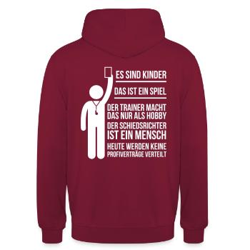 Fußball Regeln auf Fußballplatz für Eltern - Unisex Hoodie - Bordeaux - Hinten - Michal (187cm)