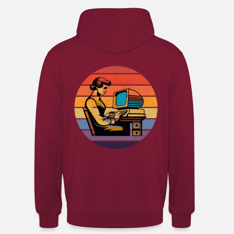 Retro Programmer: Vintage Computing Aesthetic - Unisex Hoodie - bordeaux