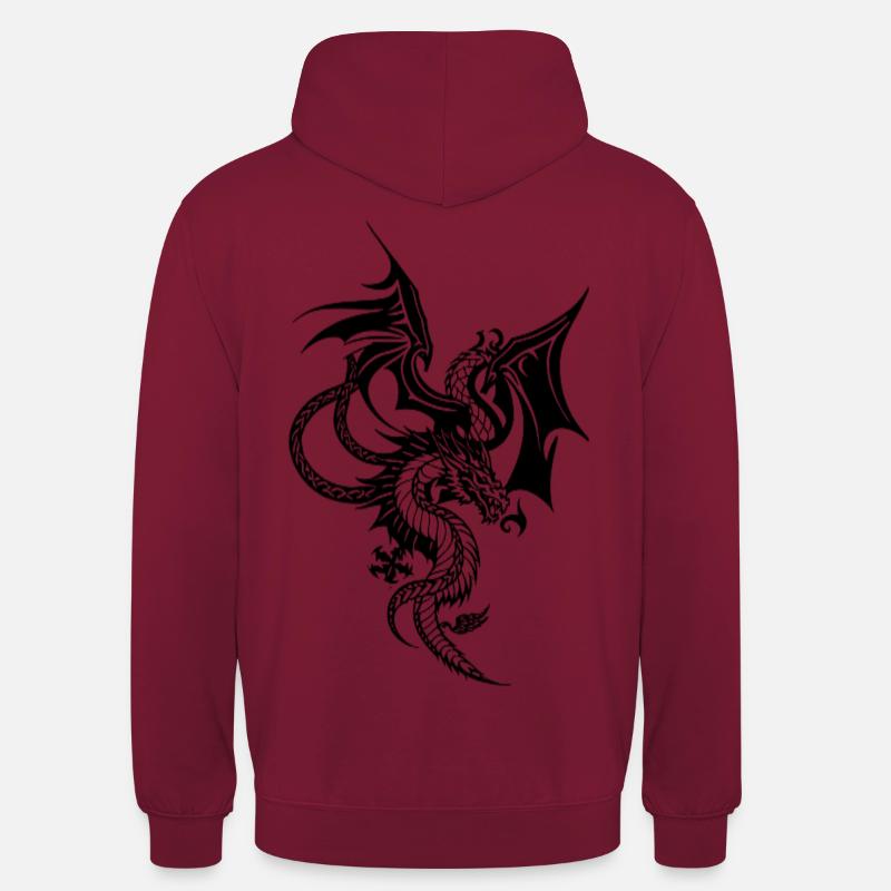 Conception de tatouage - Dragon - Sweat-shirt à capuche unisexe - bordeaux