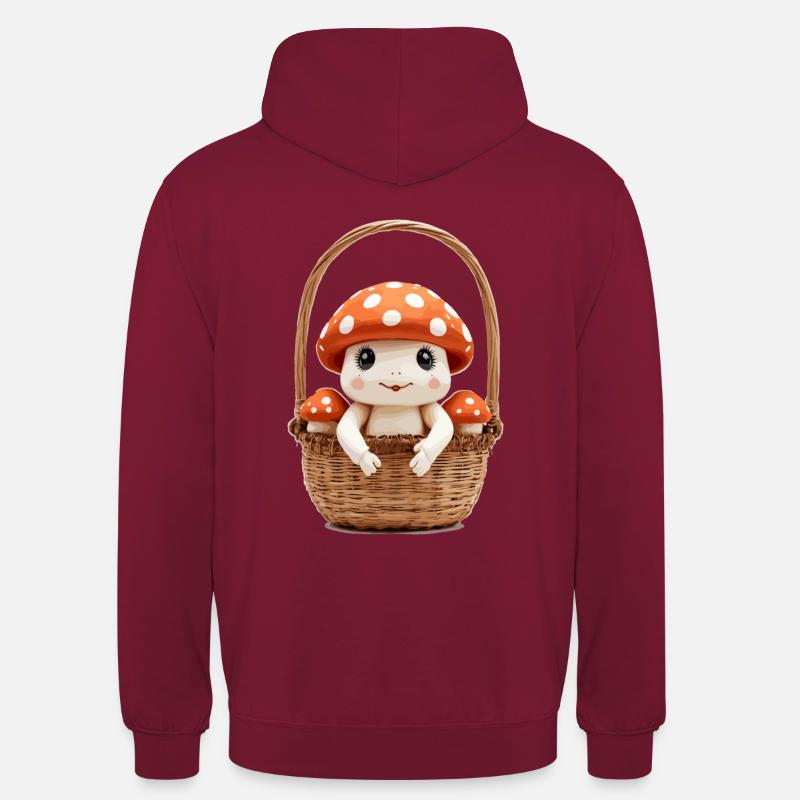 Champignon mignon dans un panier - Sweat-shirt à capuche unisexe - bordeaux