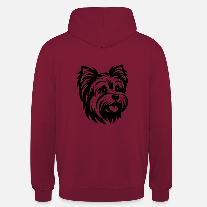 Yorkshire Terrier tegnehode - Unisex-hettegenser - burgunder