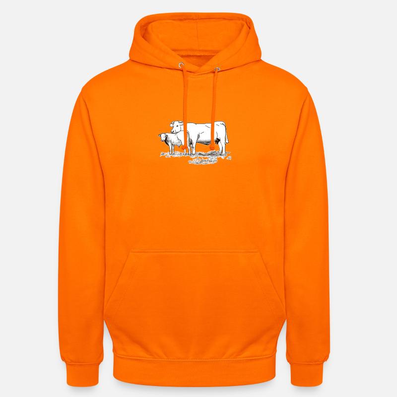 Ko med kalv - Luvtröja unisex - orange
