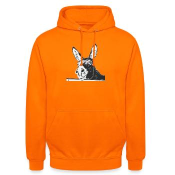 Esel - Unisex Hoodie - Orange - Vorne - AI Model Male 185 light (185cm) & AI Model Female 180 light (180cm)