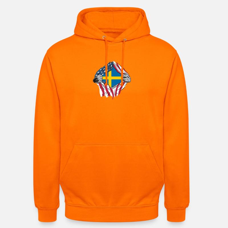 Drapeaux d'amitié USA Suède - Sweat-shirt à capuche unisexe - orange