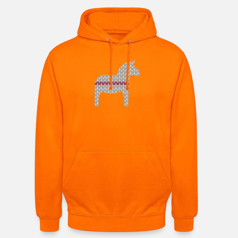 Dala-hevosen neulekuvio Joulu Punaharmaa Scandi - Unisex-huppari - oranssi