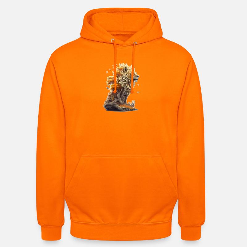 Löwe mit Savannen Elementen, Löwendesign - Unisex Hoodie - Orange