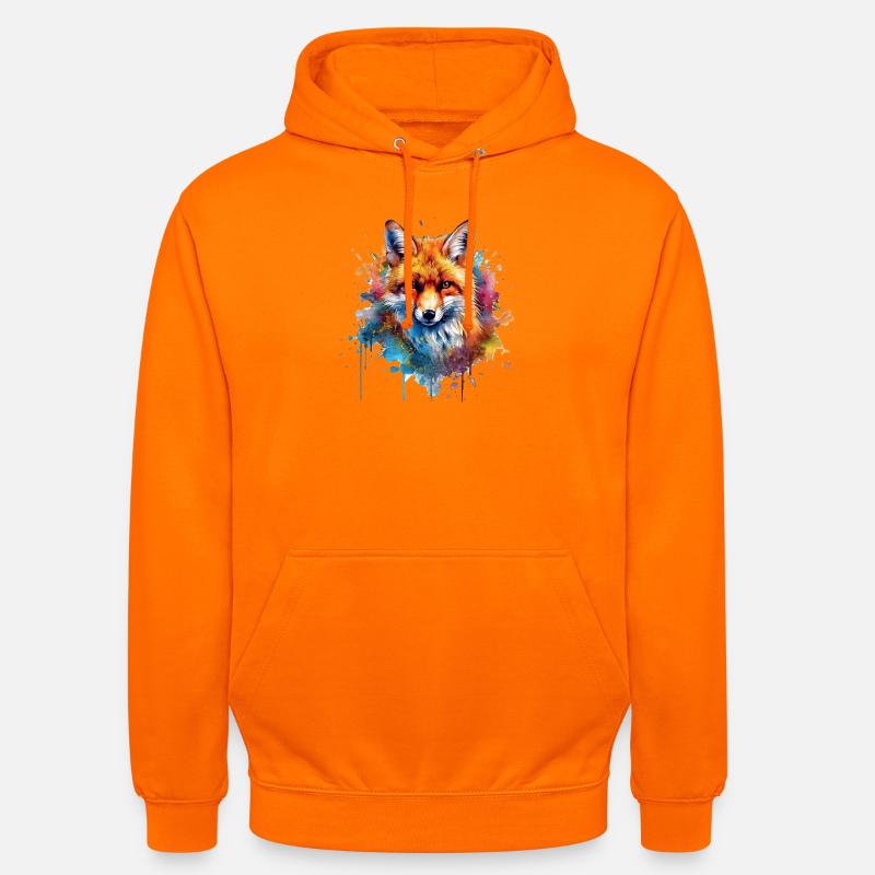 Fuchs Portrait in Farbexplosion - Unisex Hoodie - Orange