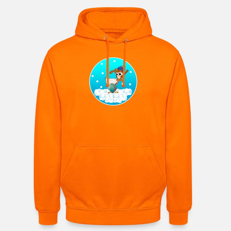 WINTER CHICKEN COOP CHICKENS SNOWFALL - Unisex Hoodie - orange