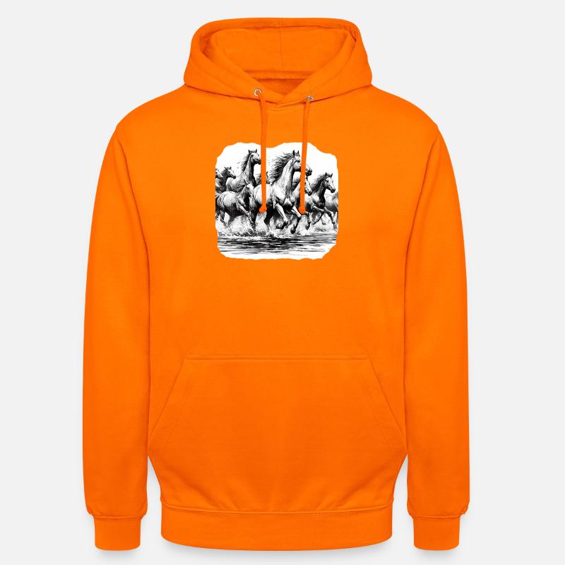 Les chevaux - Sweat-shirt à capuche unisexe - orange