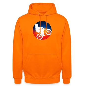 Bike Addict Spray - Unisex Hoodie - Orange - Vorne - AI Model Male 185 light (185cm) & AI Model Female 180 light (180cm)