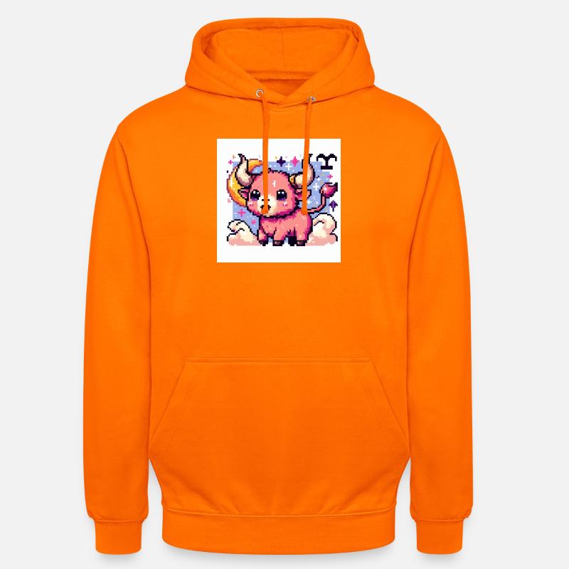 Süßes Sternzeichen Stier als Pixelart - Unisex Hoodie - Orange