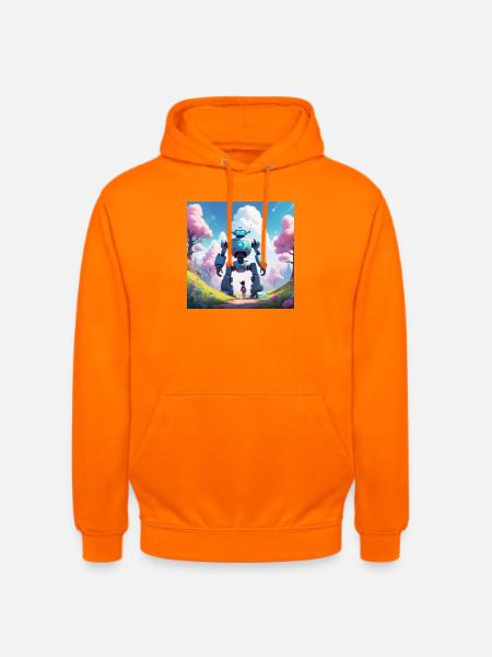 La petite fille et son robot - Sweat-shirt à capuche unisexe - orange