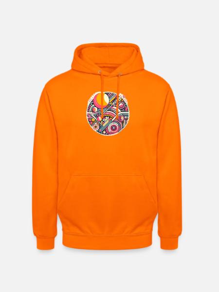Neon Geometry — Orbit Bloom - Unisex Hoodie - Orange