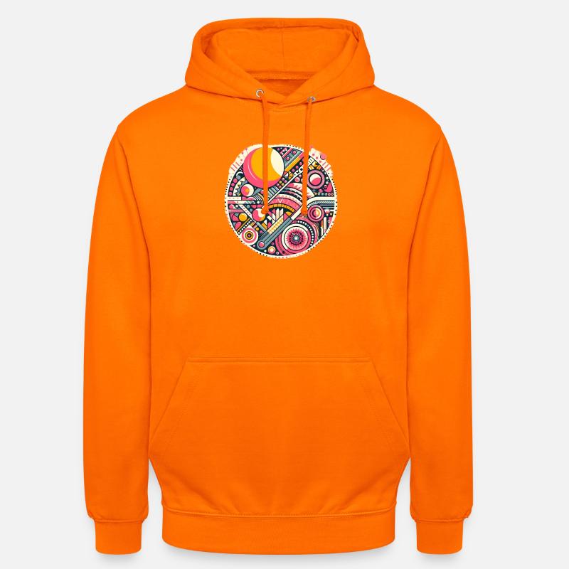 Neon Geometry — Orbit Bloom - Unisex Hoodie - Orange