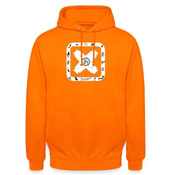 KITESURFING - Sweat-shirt à capuche unisexe - orange - Devant - AI Model Male 185 light (185cm) & AI Model Female 180 light (180cm)