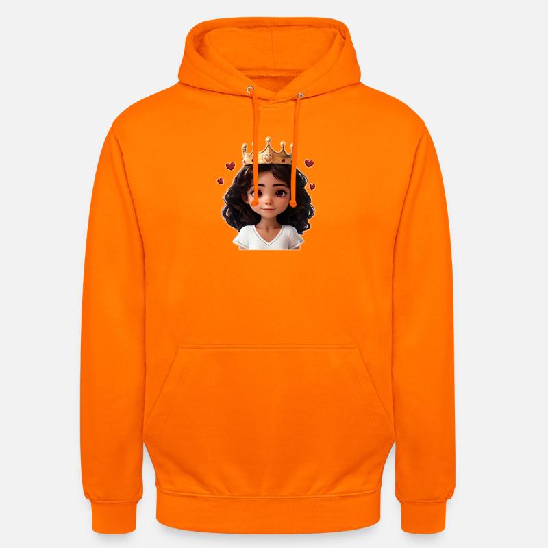 Süßes Mädchen mit Krone und Herzchen - Unisex Hoodie - Orange