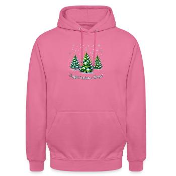 Joyful Winter Days – Tannenbäume, Schnee & Sternen - Unisex Hoodie - Pink - Vorne - Alina (178cm) & Michal (187cm)