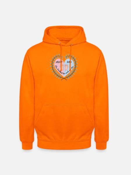 Mom, Dad & Baby Heart Design - Unisex Hoodie - orange