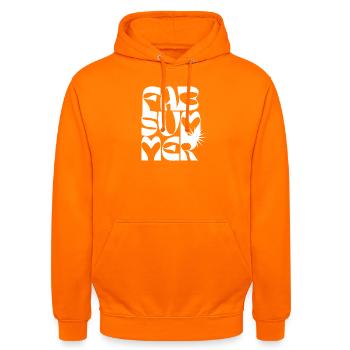 Mutiges Sommer-Liebe-Typografie-Design - Unisex Hoodie - Orange - Vorne - AI Model Male 185 light (185cm) & AI Model Female 180 light (180cm)