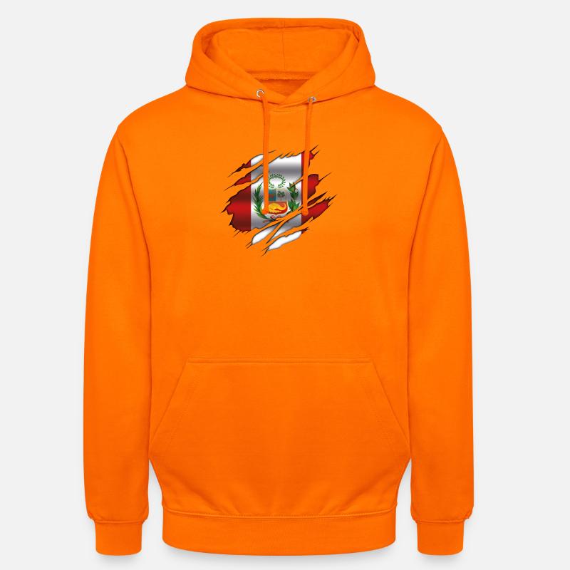 Drapeau du Pérou - Drapeau déchiré - Sweat-shirt à capuche unisexe - orange