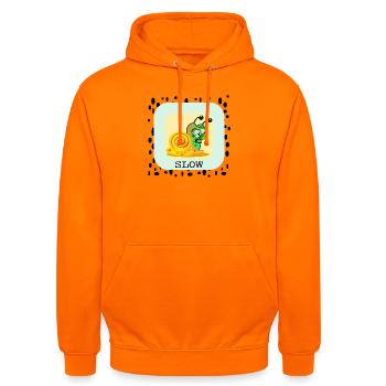 LANGSAME SCHNECKE - Unisex Hoodie - Orange - Vorne - AI Model Male 185 light (185cm) & AI Model Female 180 light (180cm)
