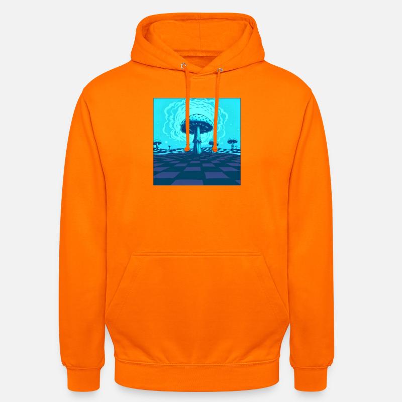 Scène Futuriste De Champignons Psychédéliques Bleus - Sweat-shirt à capuche unisexe - orange