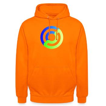 Futuristisches Spiral Abstraktes Design - Unisex Hoodie - Orange - Vorne - AI Model Male 185 light (185cm) & AI Model Female 180 light (180cm)