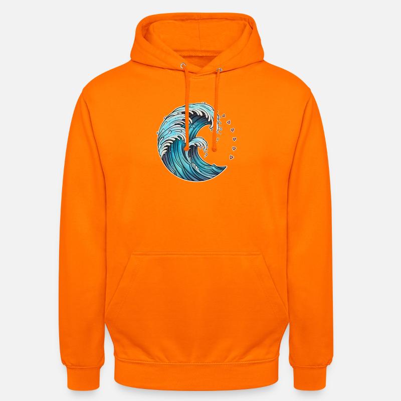 Illustration d’art de vague dynamique - Sweat-shirt à capuche unisexe - orange