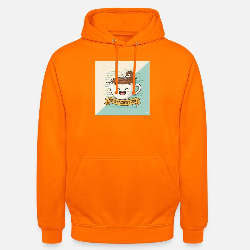 Happy Coffee Becher und Code - Unisex Hoodie - Orange