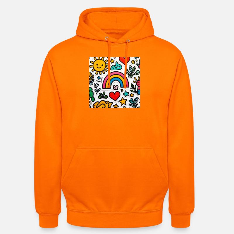 Fröhlicher Doodle-Regenbogen - Unisex Hoodie - Orange
