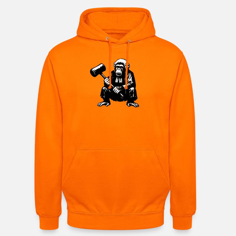 Singe juge rebelle avec marteau - Sweat-shirt à capuche unisexe - orange