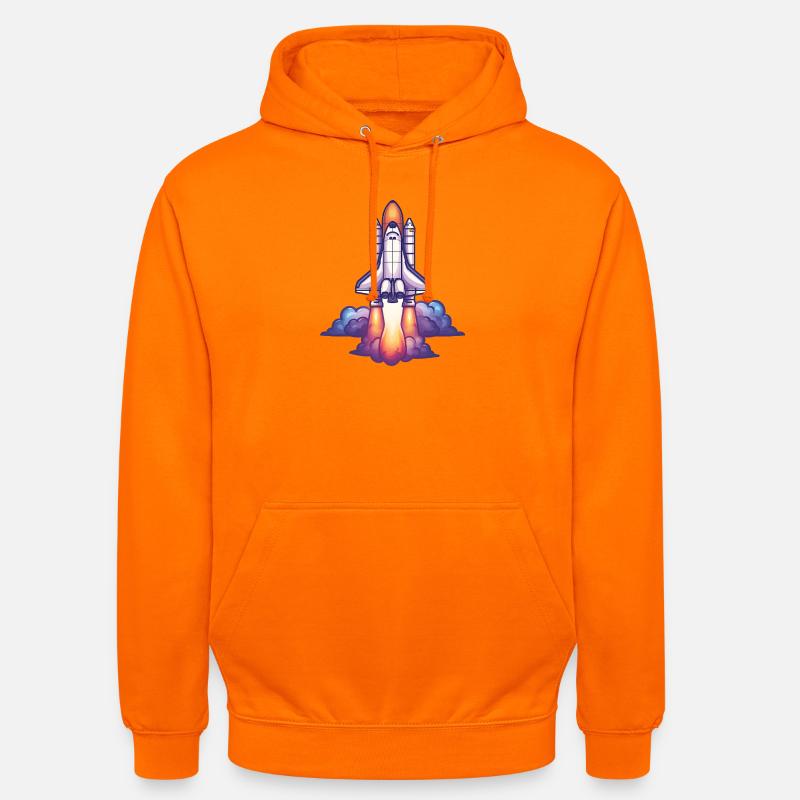 Fusée de dessin animé en vol - Sweat-shirt à capuche unisexe - orange