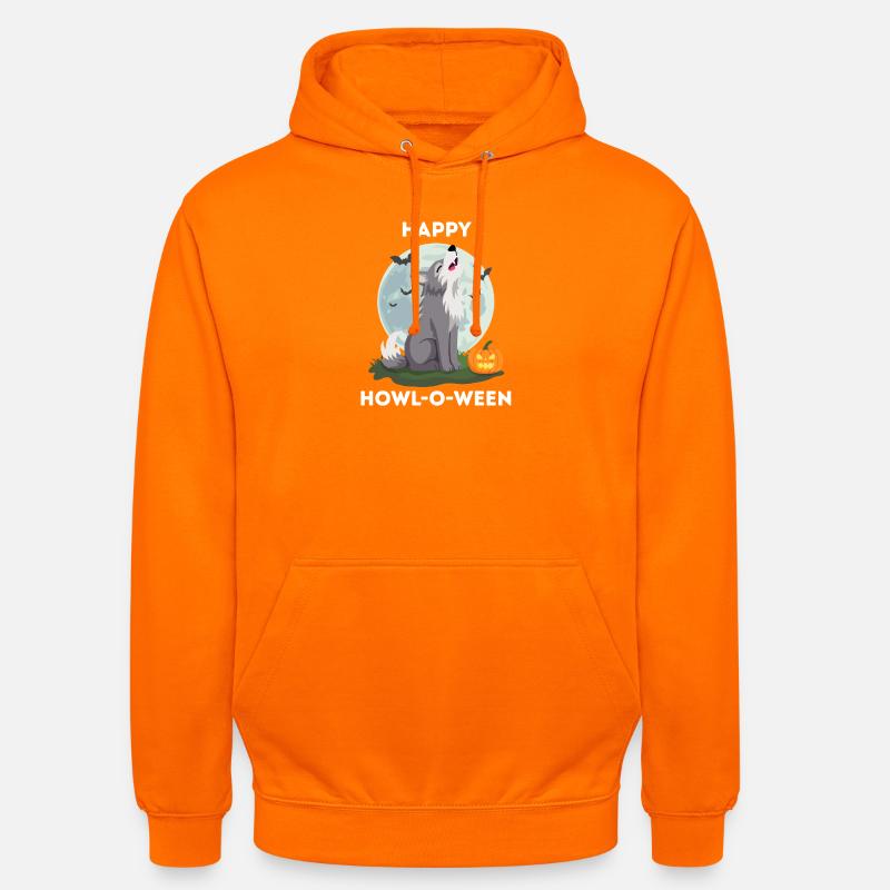 Drôle d’Halloween – Howl-o-ween Wolf - Sweat-shirt à capuche unisexe - orange