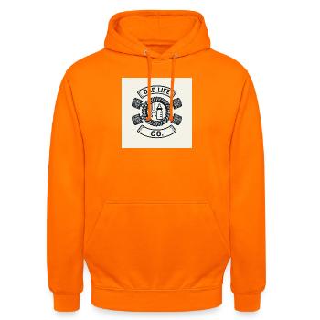 Dad Life DIY Gear - Unisex Hoodie - orange - Front - AI Model Male 185 light (185cm) & AI Model Female 180 light (180cm)