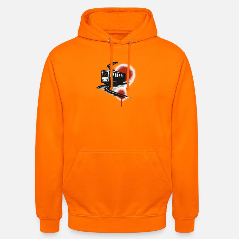 Tram sur la traînée rouge - Sweat-shirt à capuche unisexe - orange