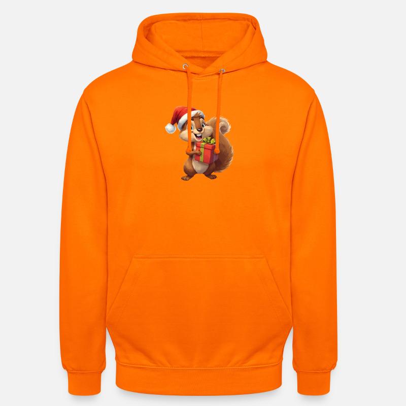 Christmas squirrel with gift - Unisex Hoodie - orange