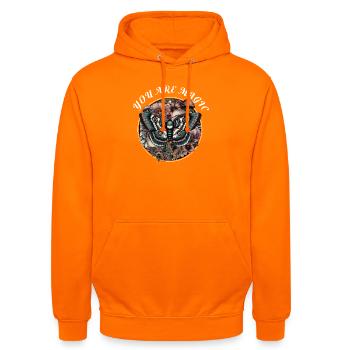Magischer floraler Schmetterling - Unisex Hoodie - Orange - Vorne - AI Model Male 185 light (185cm) & AI Model Female 180 light (180cm)