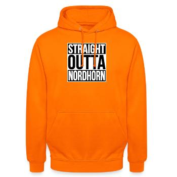 Straight Outta Nordhorn - Unisex Hoodie - Orange - Vorne - AI Model Male 185 light (185cm) & AI Model Female 180 light (180cm)