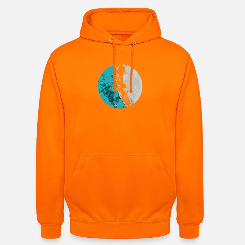 Split Earth Teal Mond - Unisex Hoodie - Orange