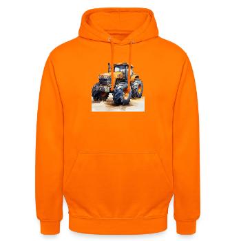 Gelber Power-Traktor Offroad-Action - Unisex Hoodie - Orange - Vorne - AI Model Male 185 light (185cm) & AI Model Female 180 light (180cm)