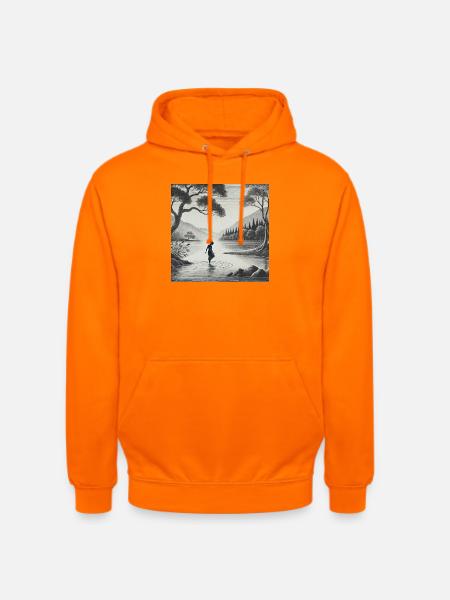 Silhouette am See im Mondlicht - Unisex Hoodie - Orange