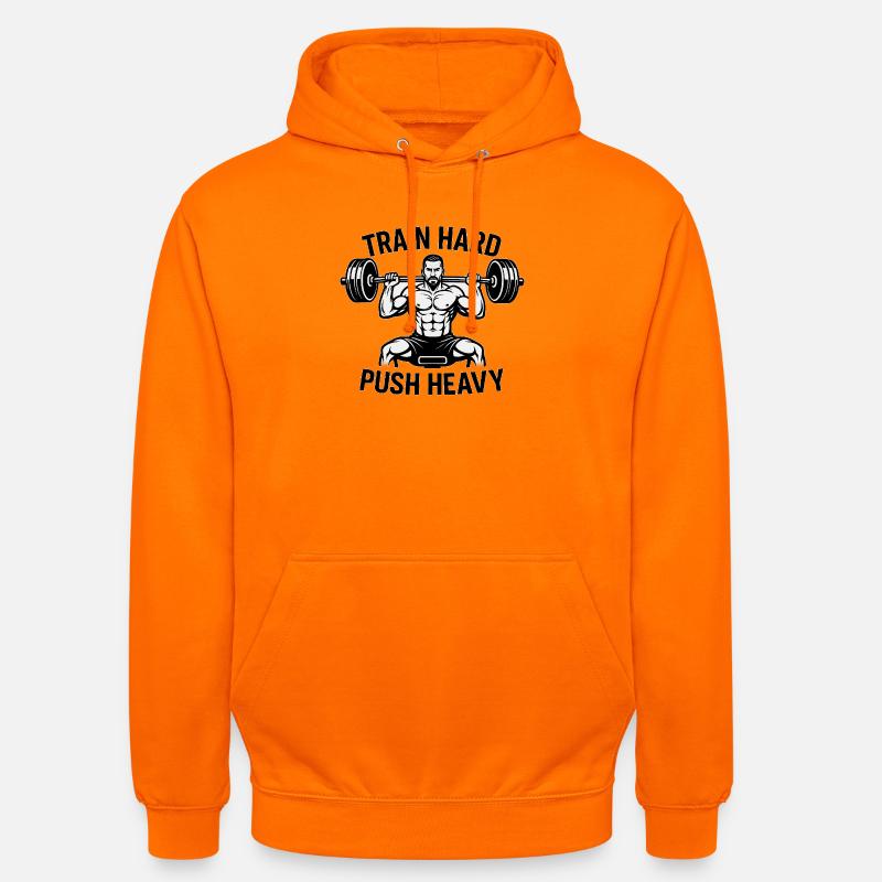 Devise de musculation Push Heavy - Sweat-shirt à capuche unisexe - orange