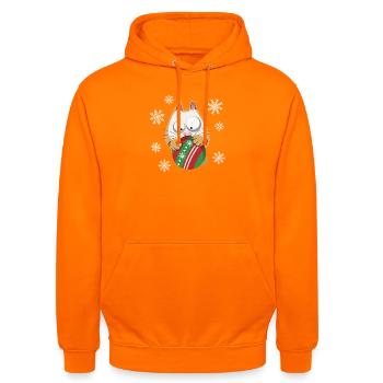 Chat de Noël Mignon Ambiance Hivernale - Sweat-shirt à capuche unisexe - orange - Devant - AI Model Male 185 light (185cm) & AI Model Female 180 light (180cm)