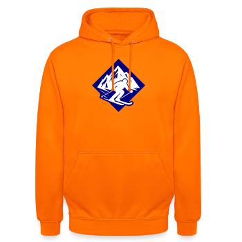 Ski Sport Silhouette Berge - Unisex Hoodie - Orange - Vorne - AI Model Male 185 light (185cm) & AI Model Female 180 light (180cm)