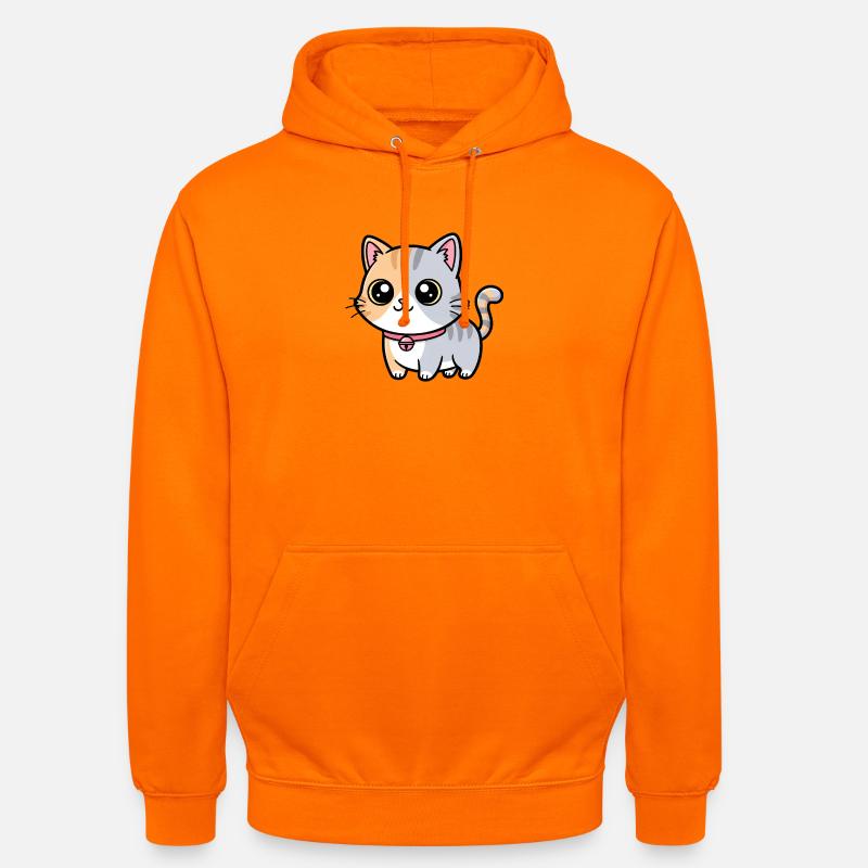 Calico Kitten Collar Charm - Unisex Hoodie - orange