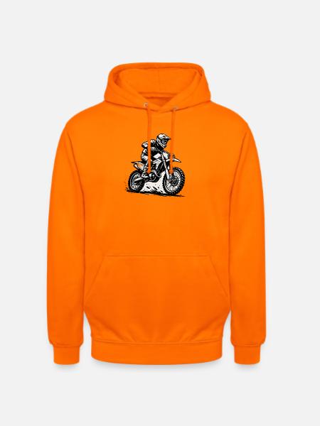 Motocross rider illustration in action - Unisex Hoodie - orange