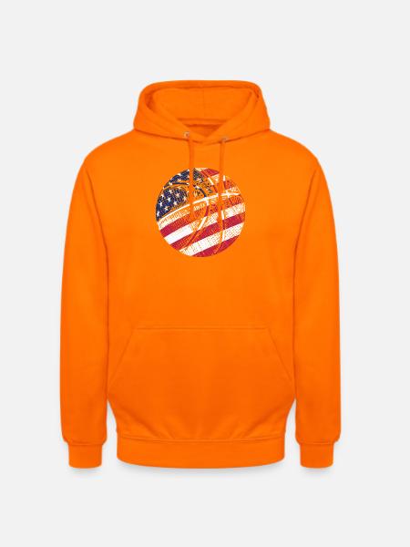 USA Flag Basketball Patriotic American Sport Gift - Unisex Hoodie - orange