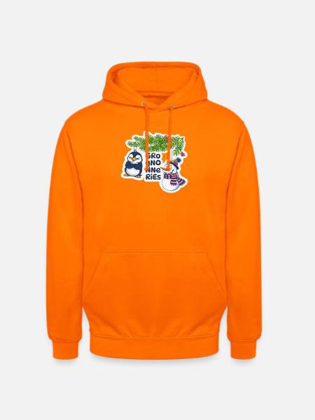 Christmas Humorous Penguin and Snowman - Unisex Hoodie - orange
