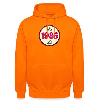 Geburtstag 1986 Rollschuhfahren - Unisex Hoodie - Orange - Vorne - AI Model Male 185 light (185cm) & AI Model Female 180 light (180cm)