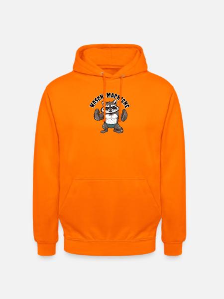 Waschbär Kraft – Muskel-Raccoon Motiv - Unisex Hoodie - Orange